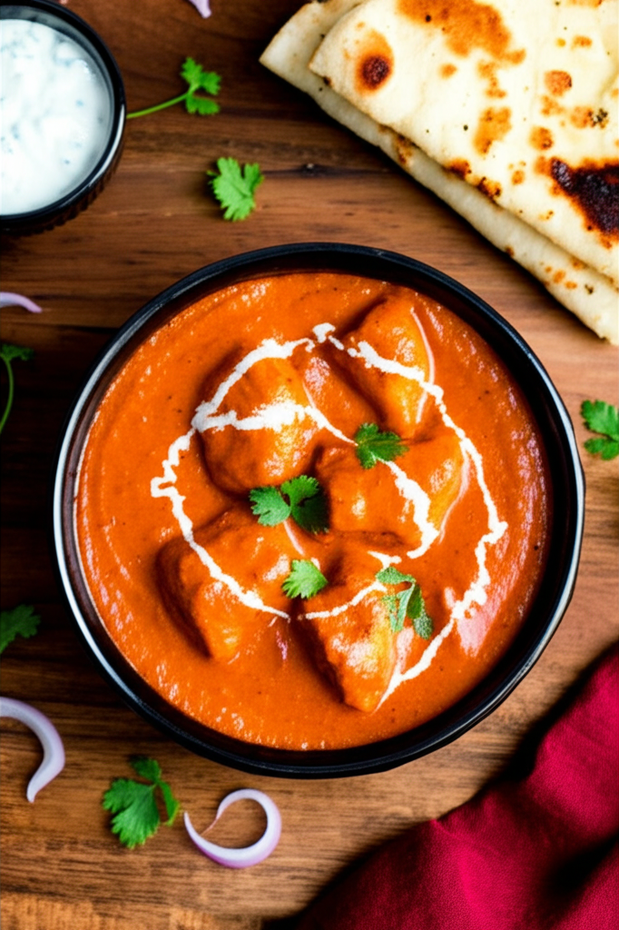 Creamy butter chicken curry with tender chicken pieces